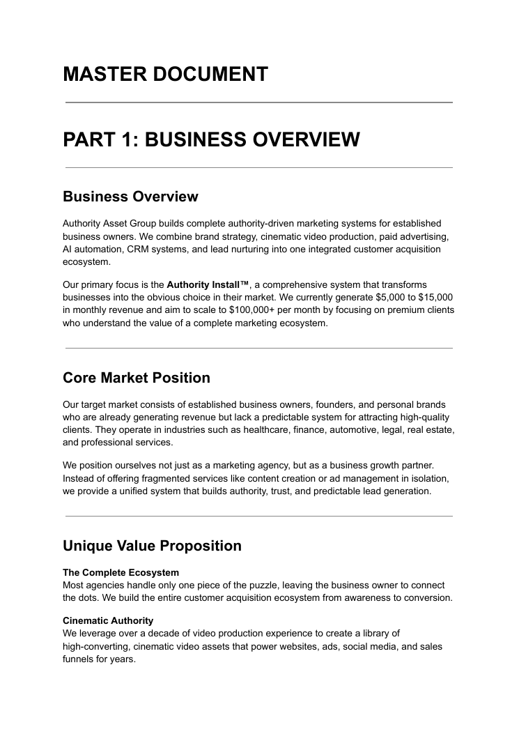 Original portfolio business overview document